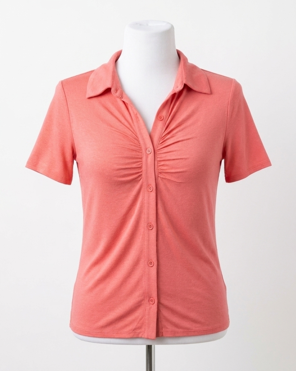 NEW GRACE AND LACE crepe button top in peony